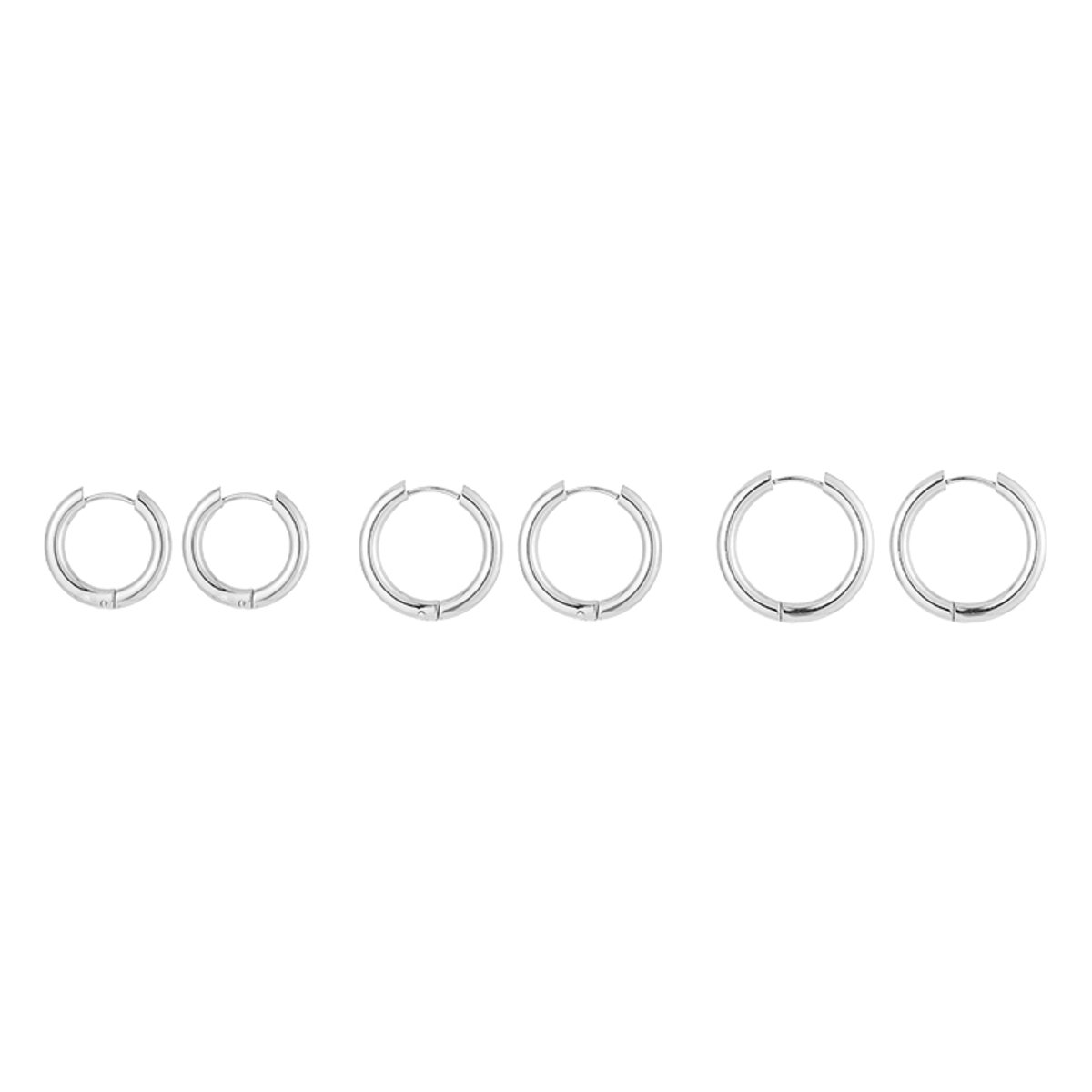 Stainless Steel Graduated Bold Chunky Hoops Set – Luxe Statement Oorringen Setje – RVS - Zilver