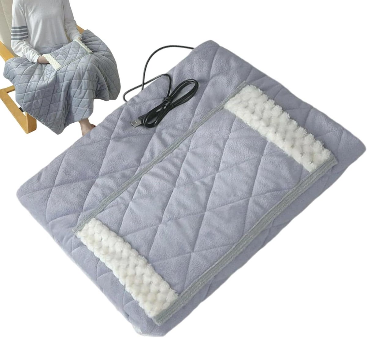 Elektrische Verwarmingsdeken - Stoel warmer USB deken - Binnen ontspannen - Veilig USB-systeem - 67 x 75 cm - Grijs