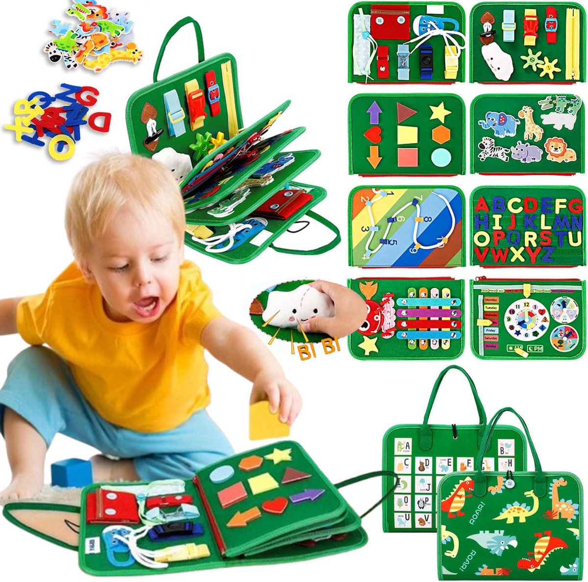 Montessori Busy Board Voor Kinderen Zan 3-6 jaar - Zintuiglijk Educatief Speelgoed Voor Vroeg Leren En Ontwikkeling Van Fijne Motoriek