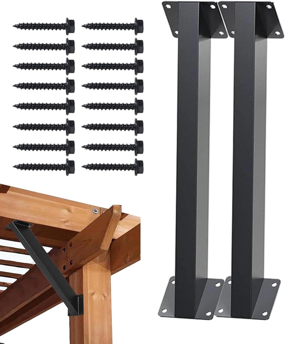 Pergola Houders - Hoekbeugels Hout - Structurele Ondersteuning - 45 Graden Hoek - 42.8 x 8 x 8 cm - Meerkleurig