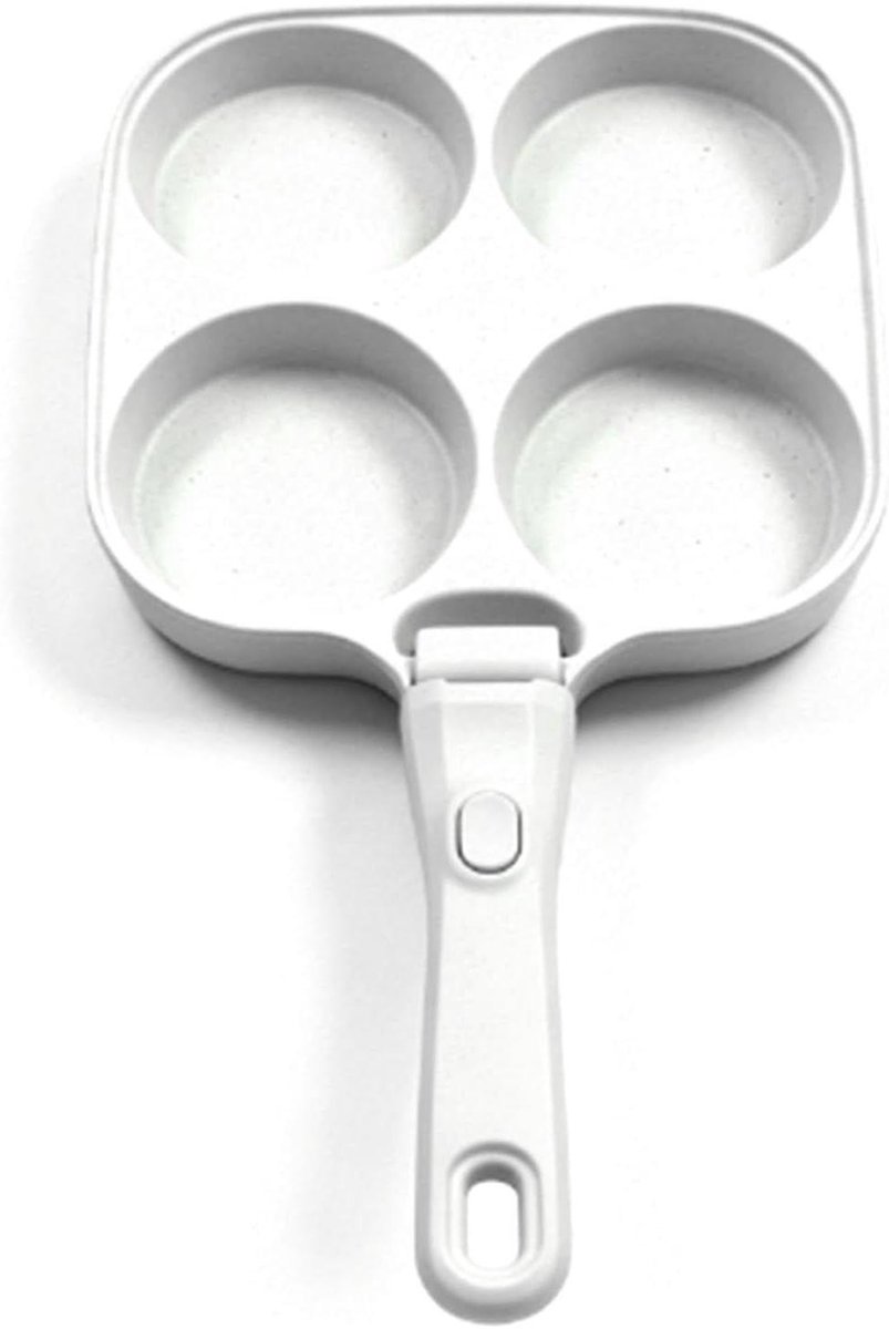 Eierpan 4 Gaten Koekepan Omelet Pan Ontbijt Maken Afneembare Handgreep 19x20cm Zwart