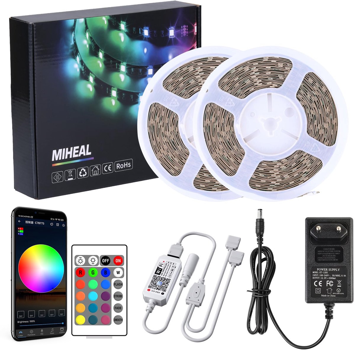 SnelShoppen - WiFi LED Strips Set 20M - Slimme Smartphone App Besturing - Kleurveranderend - Perfect voor Feest, Tuin, Keuken en Camping - Flexibel en