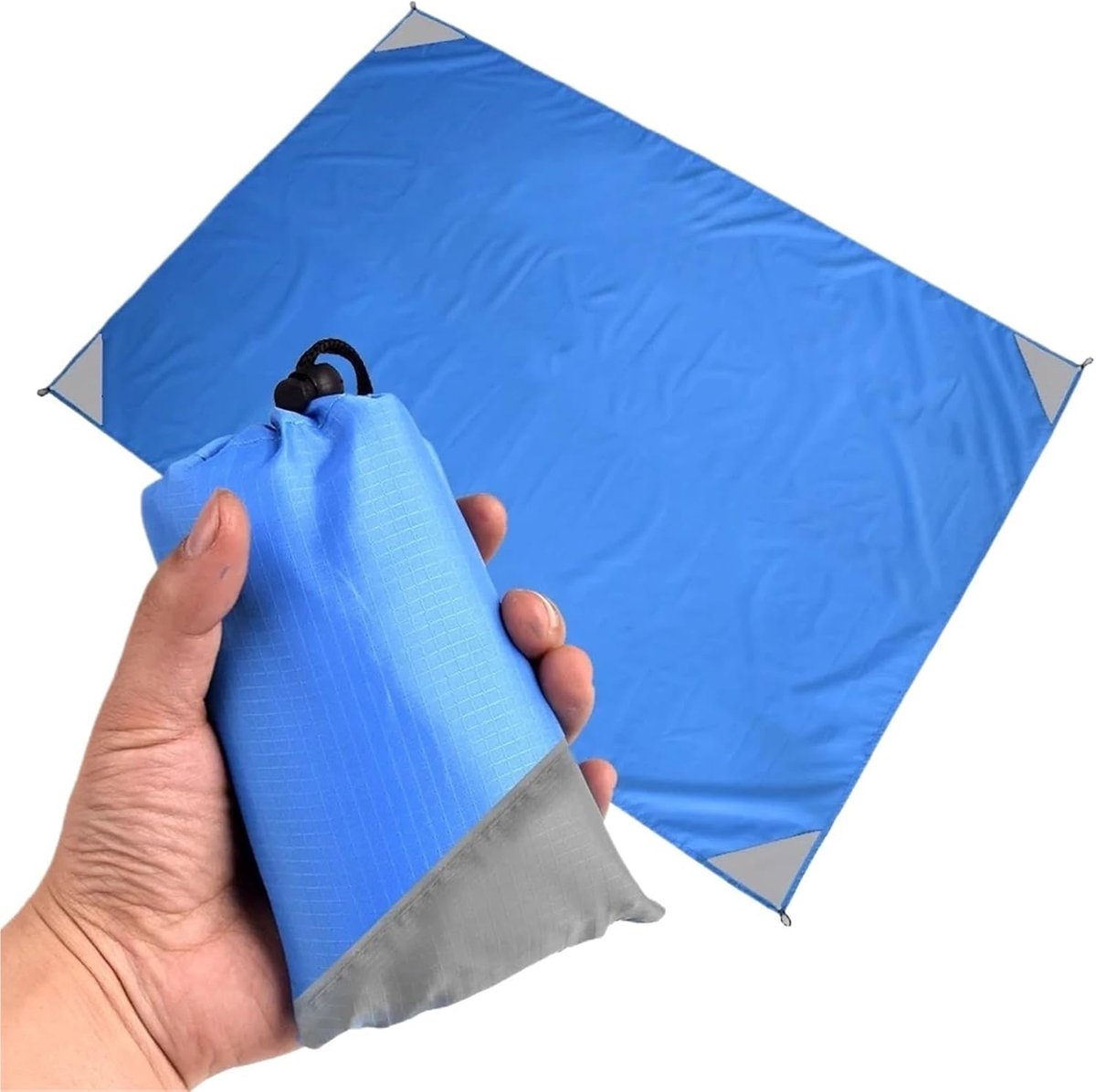 Waterbestendig Kampeerkleed - 200x210cm - Inklapbaar Picknickkleed - voor Strand Gazon en Kampeeractiviteiten - Blauw