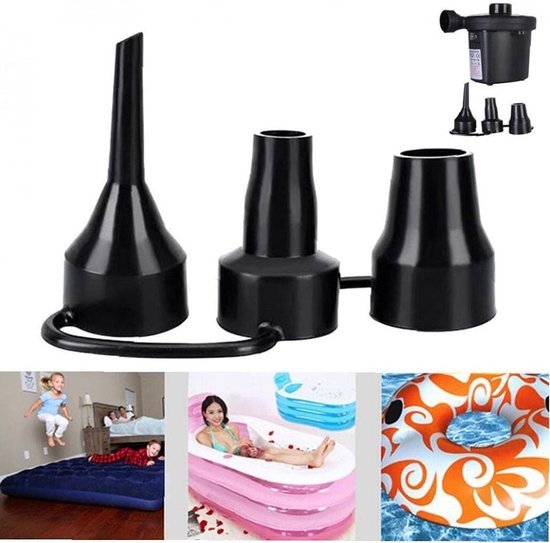 Opblaasbare Pomp Mondstukken - Luchtbed Adapter - Snelle Inflatie - Universeel Ontwerp - 3 Stuks - Zwart — afbeelding 3