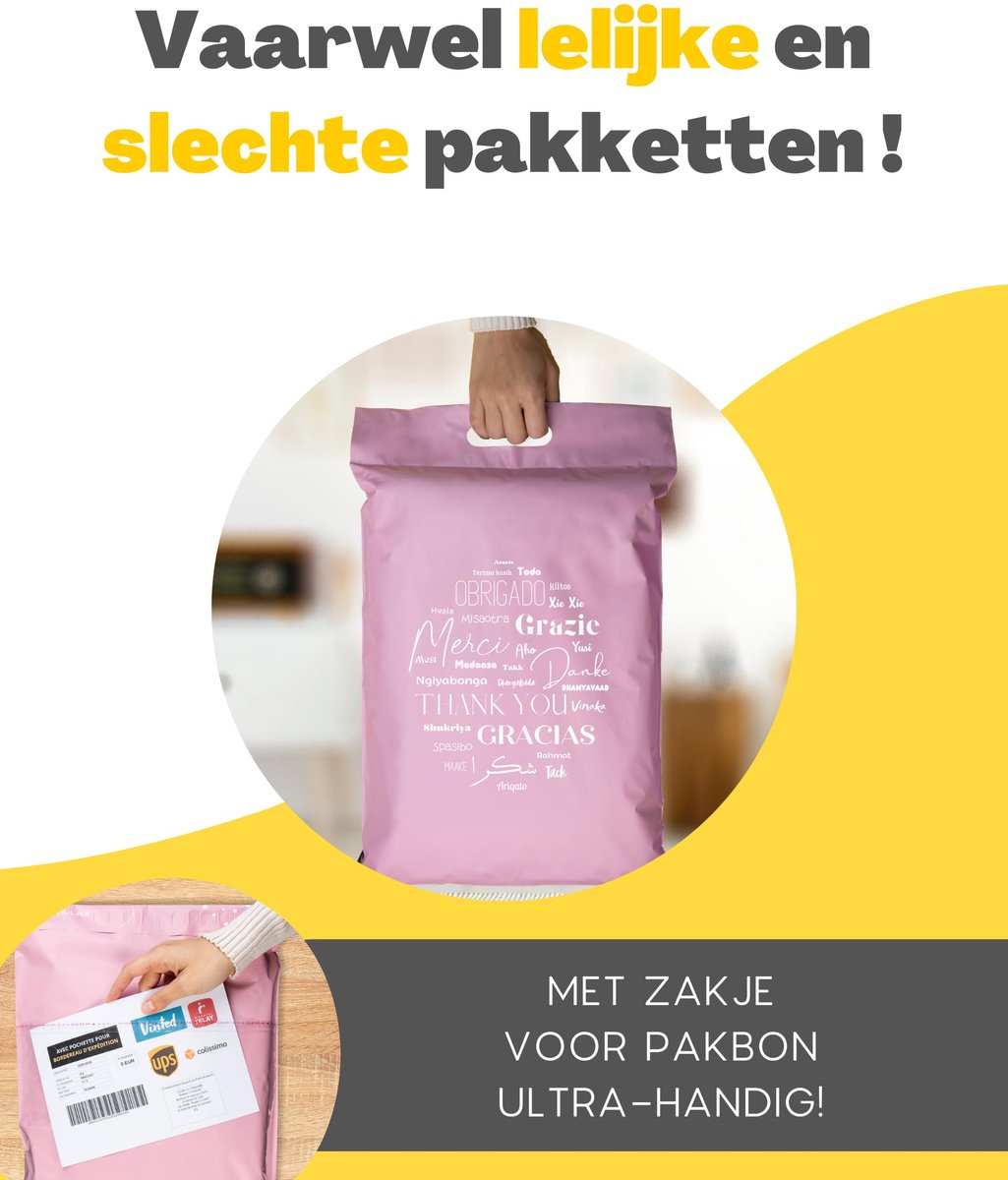 SnelShoppen - 20 XXL Verzendzakken Vinted Pakketten 60x45 cm - Ondoorzichtig, Waterdicht en Ultrabestendig voor Kleding en Karton - Verzendtas met Ins