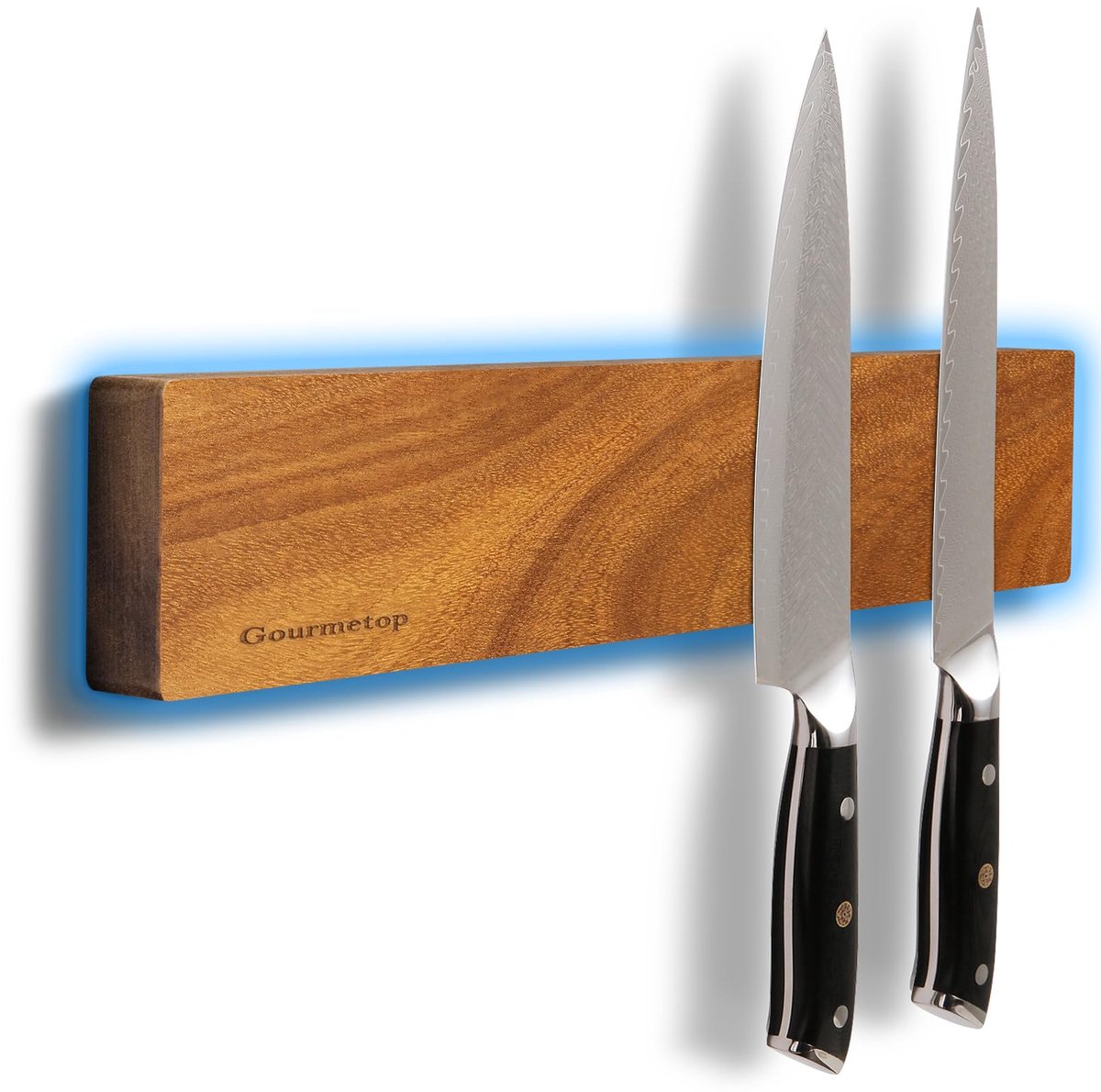 SnelShoppen - Magnetische Messenhouder 30,5 cm voor aan Muur en Koelkast - Acaciahouten Messenstrip zonder Boren - Sterke Magneten voor Keukenorganisa