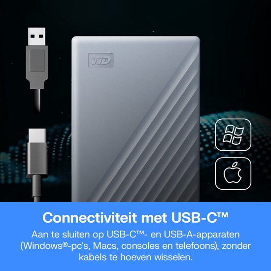 Western Digital My Passport - Externe Harde Schijf - USB-C - Grijs - 4 TB van Merkloos — afbeelding 5