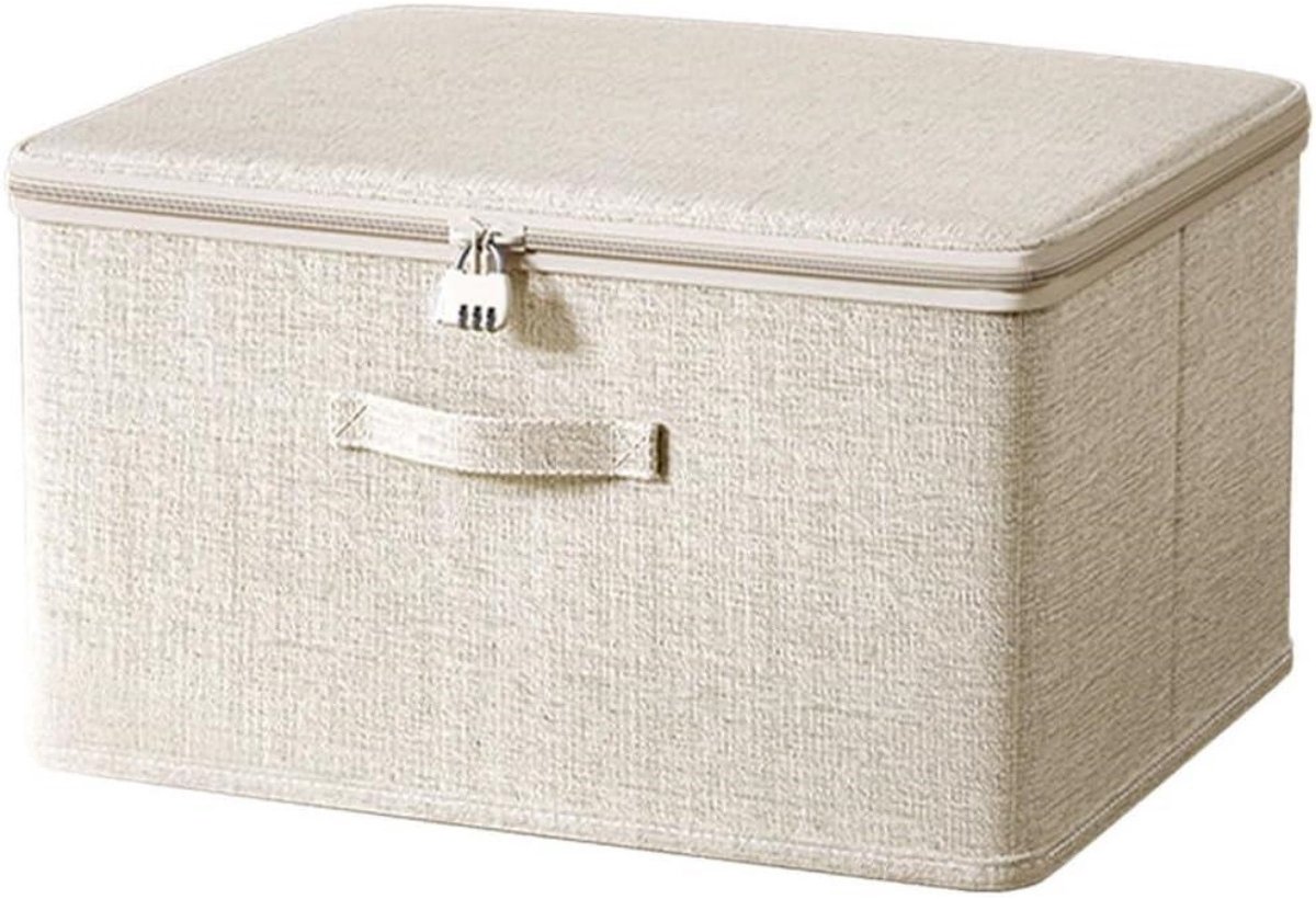 GELLDG Opslagbak met deksel - Afsluitbare opbergdoos met slot - Vouwbare stoffen opbergkist - 40x30x21cm - Geschikt voor kleding en accessoires - Duurzaam materiaal - Incl. deksel en veiligheidsslot