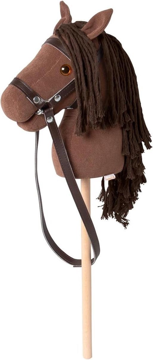 Stokpaard Pluche - Speelpaard Kind - Rollenspel Buiten - Afneembaar Hoofdstel - 65 cm - Bruin