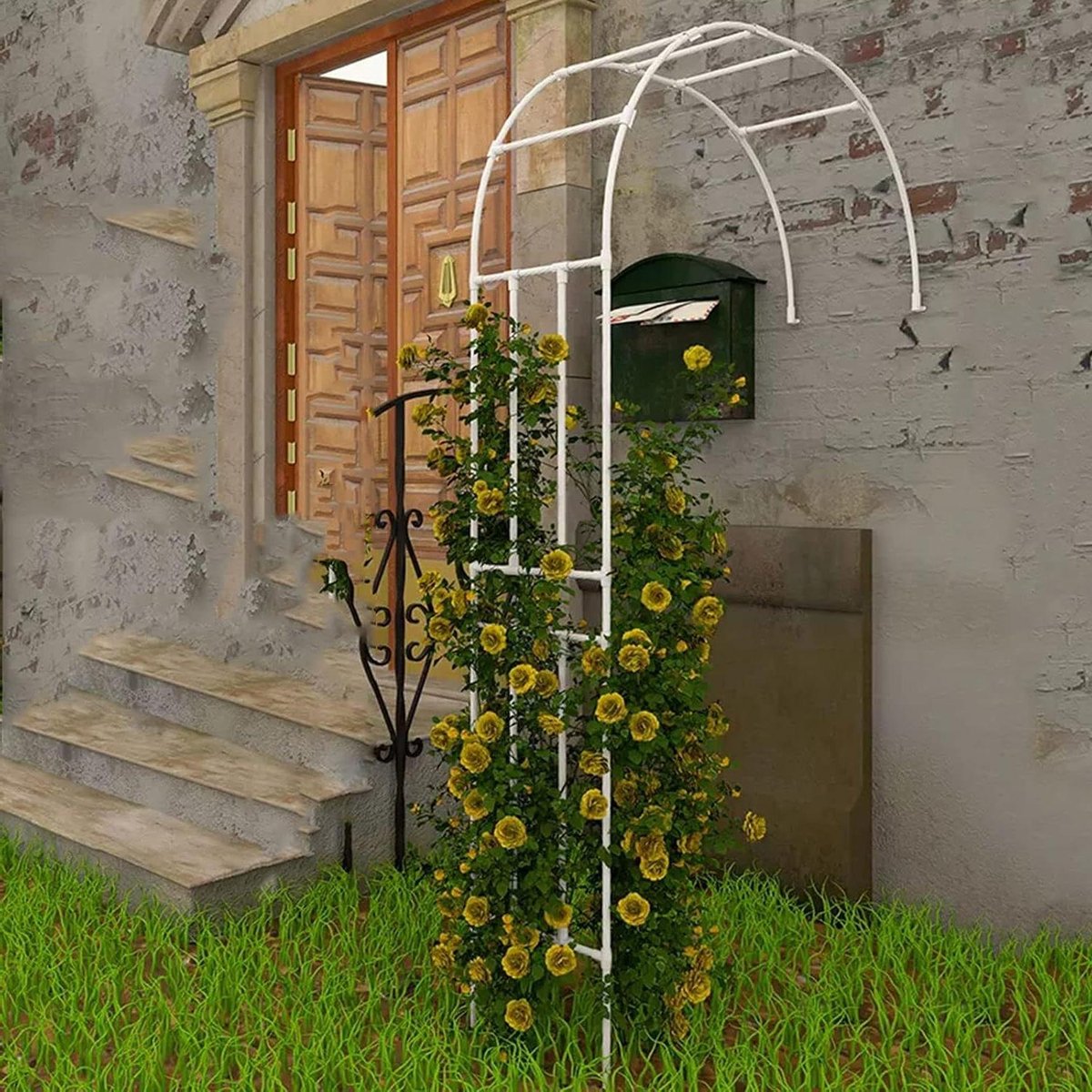 Rozenboog Metaal - Tuinboog Klimplanten - Tuin Verfraaien - Robuuste Constructie - 240 x 240 cm - Wit