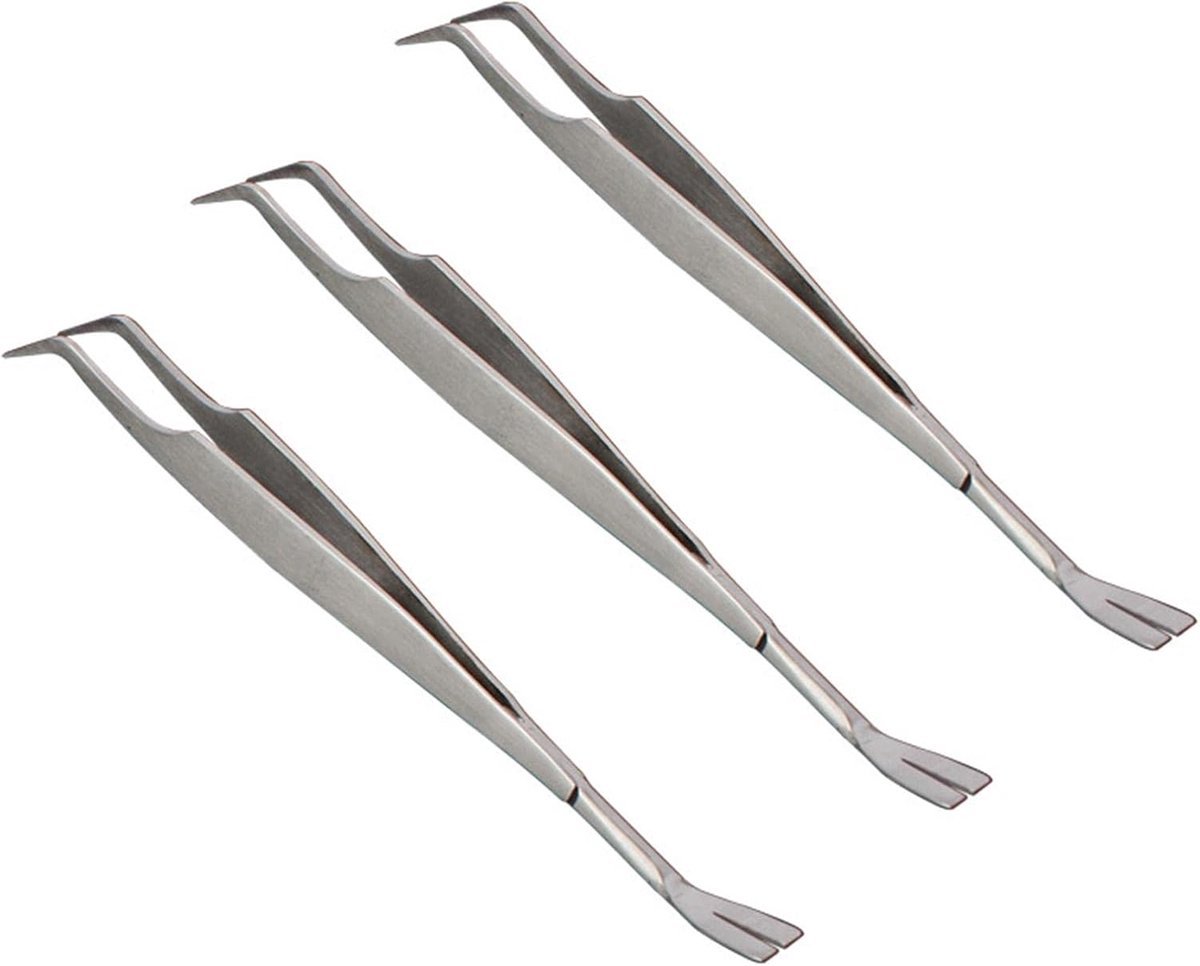 3-delige pincetset / 2-in-1 pincet – Dubbelzijdige tekentang – Professionele roestvrijstalen tekentang – Pincet – Vlooientang voor huisdieren – Zilver
