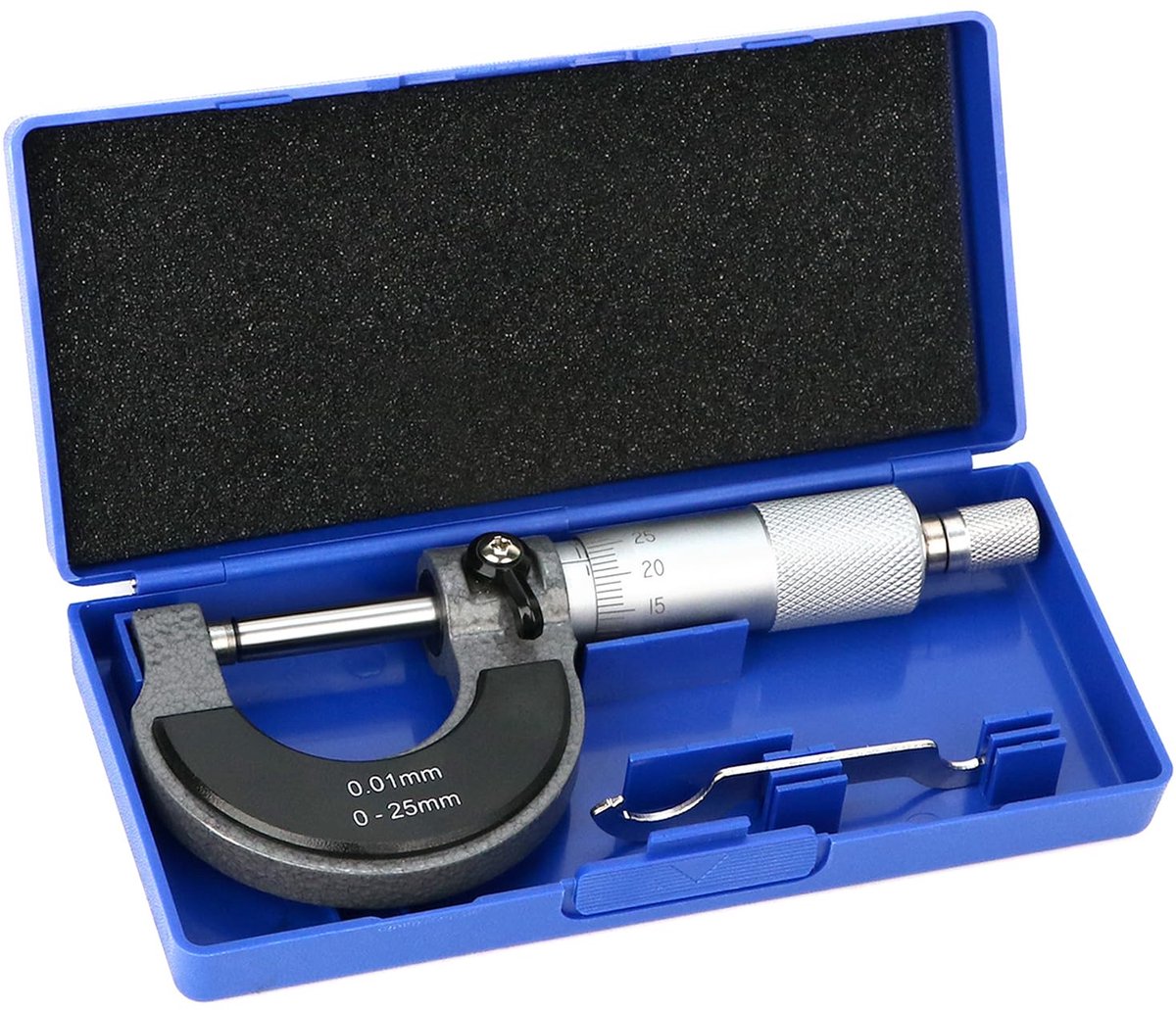 buitenschroefmaat, micrometer, uiterst nauwkeurige meting 0-25 mm, resolutie 0,01 mm