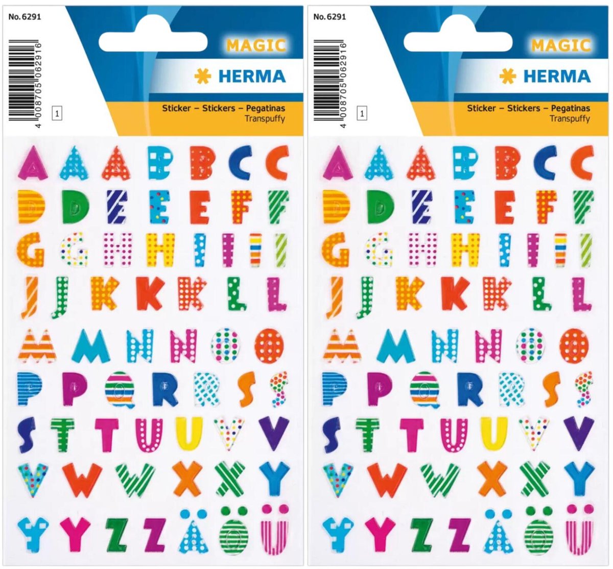 Herma Alfabet plak letters A-Z Stickers - 2x vellen - gekleurd - 10 mm - watervast