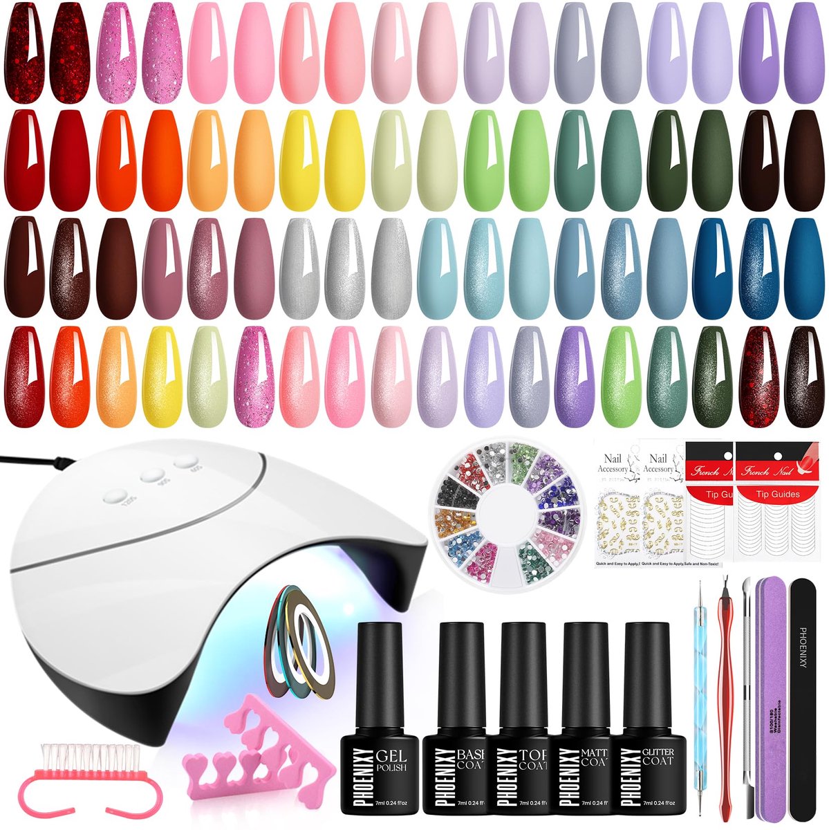 SnelShoppen - UV Nagellak Set met 36W UV Lamp, 24 Kleuren Gelnagels, Roze, Blauw, Geel, Rood, Startset voor Thuis, Feest, Manicure, Gel Nagellak, Nage