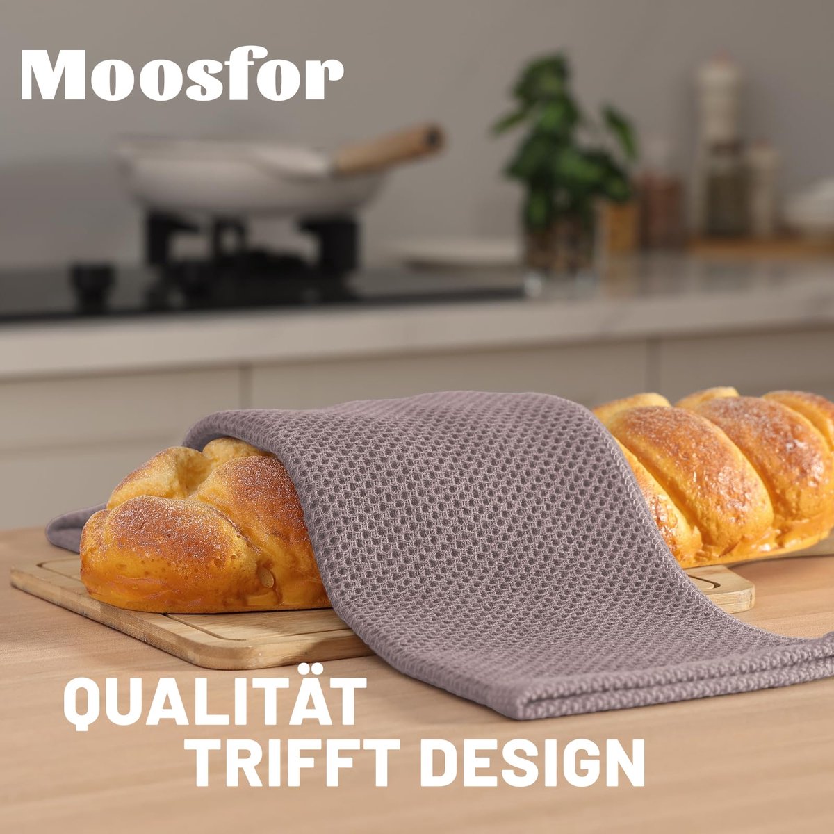 SnelShoppen - Theedoeken 100% Katoen, 32 x 72 cm, Zachte en Absorberende Keukendoeken, Pluisvrije Vaatdoeken, 4 Stuks in Bruin voor Keuken, Poetsen en