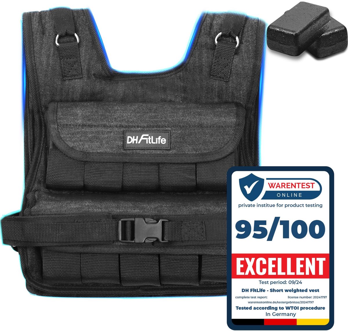 SnelShoppen - Verstelbaar Gewichtsvest 20 KG voor Spieropbouw en Krachttraining, Compact Hardloopvest voor Dames en Heren, Fitnessvest voor Intensieve