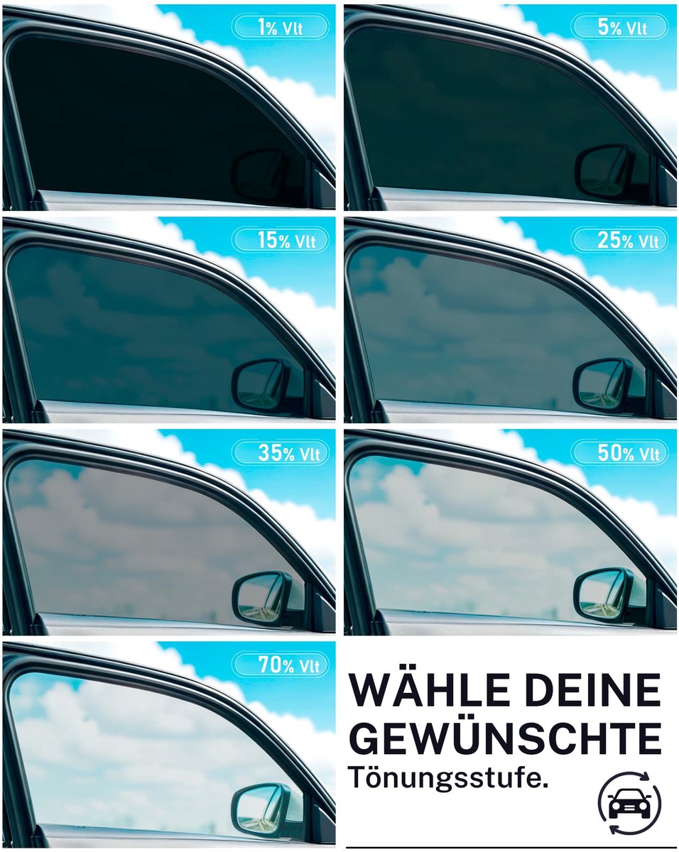 SnelShoppen - JHCHAN Auto Tint Folie 75 cm x 3 m - 25% VLT - Zelfklevend, UV- en IR-Bescherming, Zonwerende en Krasbestendige Privacyfolie voor Auto e