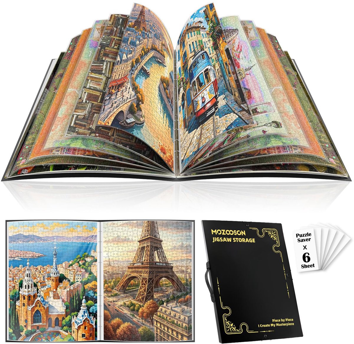 SnelShoppen - Puzzel Opbergmap voor 1500/1000 Stuks Puzzels, Organizer met 25 Zakjes, Stofdicht en Beschermend Puzzelaccessoire voor Puzzelliefhebbers