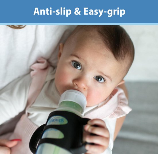 Dr. Brown's Siliconen Flessenhandgrepen voor Smalle Babyflessen (Zwart/Roze/Ecru) - Afneembare Easy Grip Handvatten - BPA-vrij - Overgang naar Drinkbeker — afbeelding 5