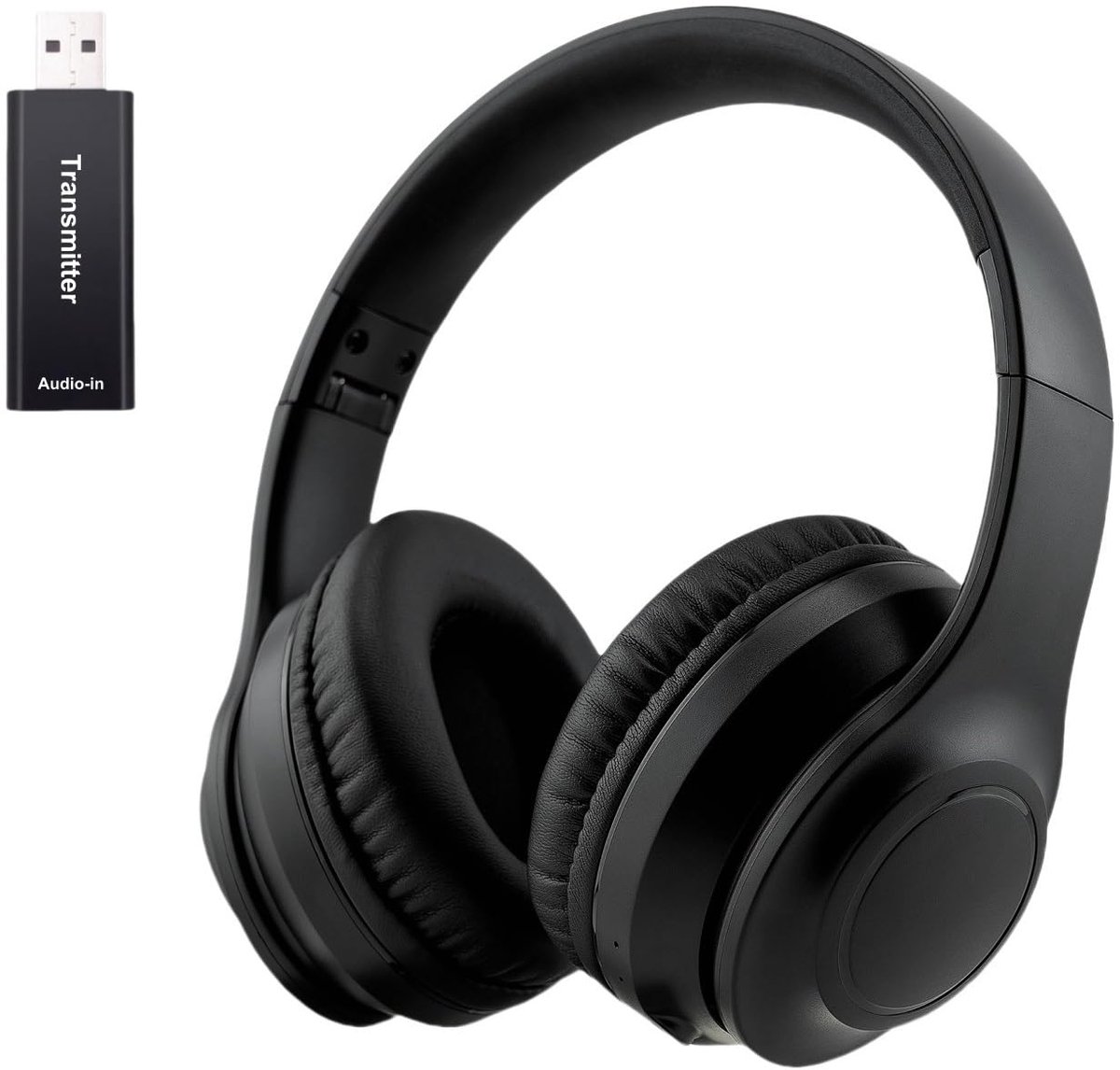 SnelShoppen - Draadloze tv-hoofdtelefoon voor senioren met ANC, Bluetooth 5.3, 3-in-1 zender (USB/RCA/AUX), 35 uur speeltijd, licht en opvouwbaar voor