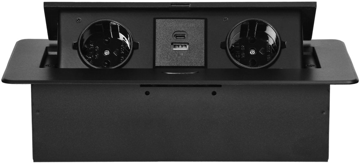 SnelShoppen - Miratic Inbouw Stopcontact - Werkblad Stopcontact met USB-oplader 2 2P+Z (Schuko) - Meubelcontactdoos met 2X USB (Type A+C, 3,6A) - Powe