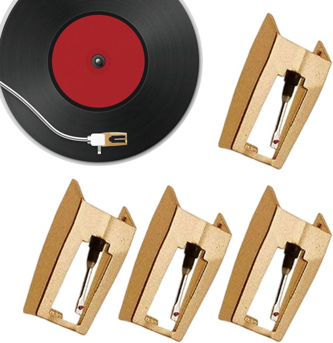 Platenspeler Naalden - Naald Vervanging - Muziek Afspelen - Robijn Tip Aluminium Cantilever - 4 stuks - Zilver