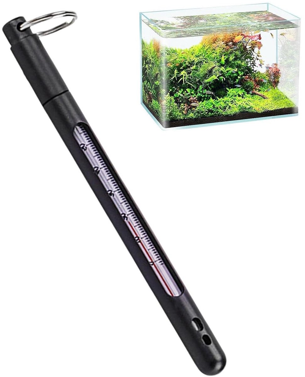 Watertemperatuurmeter Visserij - Aquarium Thermometer Hengelsport - Visomstandigheden Meten - Nauwkeurige Real-time Metingen - 15 cm - Zwart