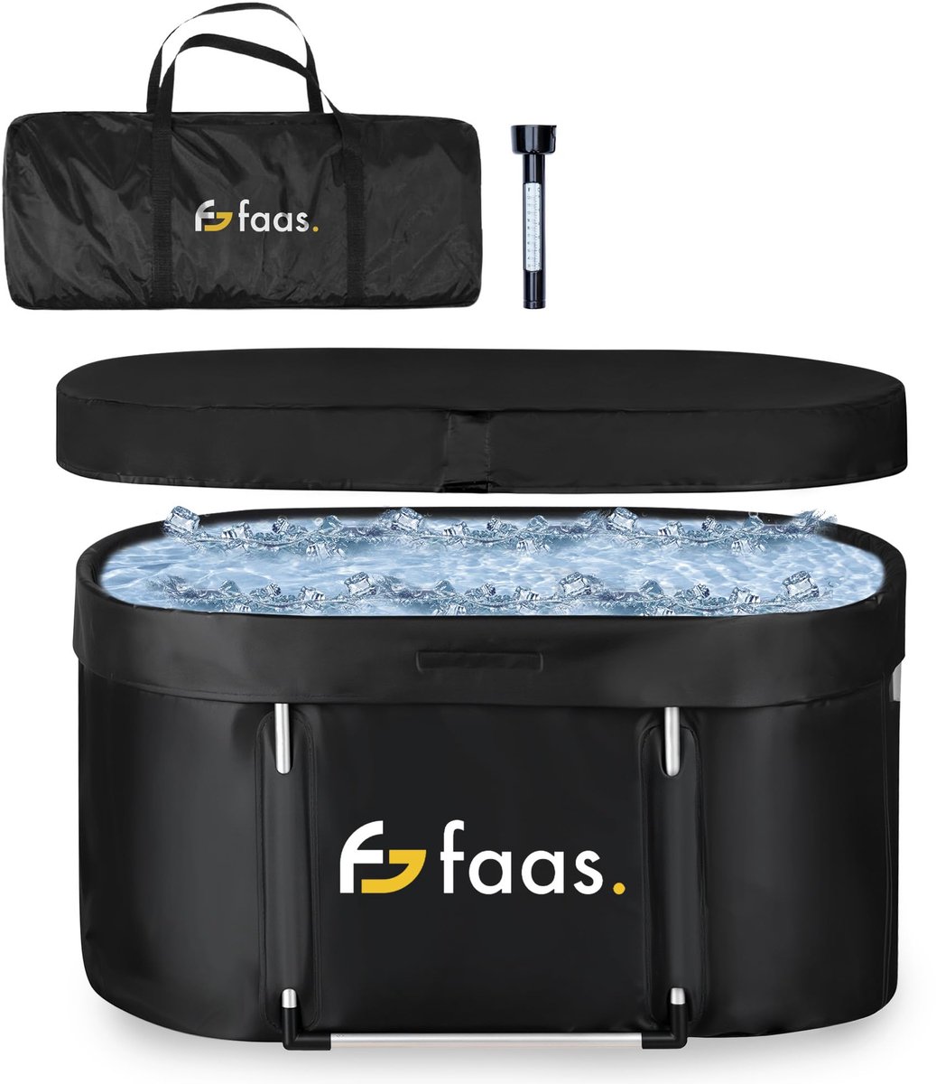 SnelShoppen - Faas IJsbad XL 420L - Opvouwbaar Zitbad voor Volwassenen - Inclusief Deksel, Afvoerpijp & Accessoires - Ice Bath - Draagbaar, Duurzaam P