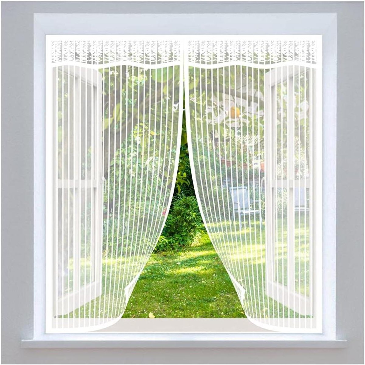 Vliegenraam Hor - Muggenhor Raam - Buitenlucht Binnen - Automatisch Sluitend - 100x145cm - Wit