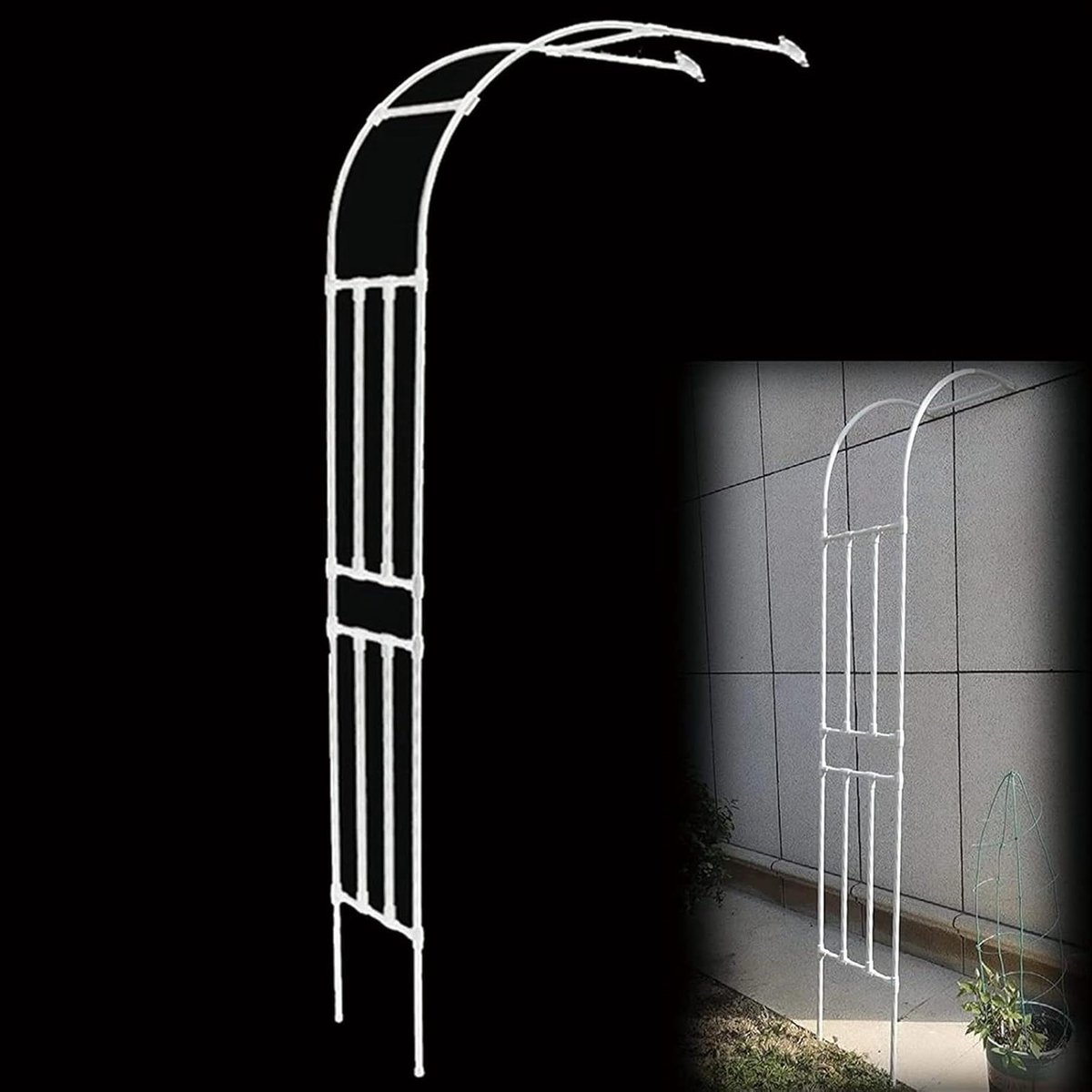 Tuinboog Halve Boog - Rozenboog Pergola - Klimplanten Ondersteunen - Metalen Stalen Buis - 60 x 240 cm - Wit