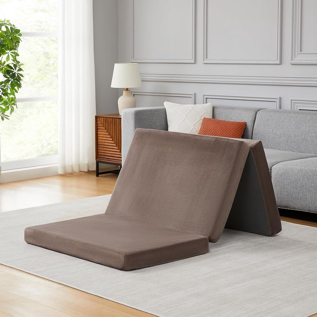 Opvouwbare Matrashoes - Tri-fold Matras - Comfortabel Slapen - Wasbare Hoes - 717 x 208 x 205 cm - Bruin