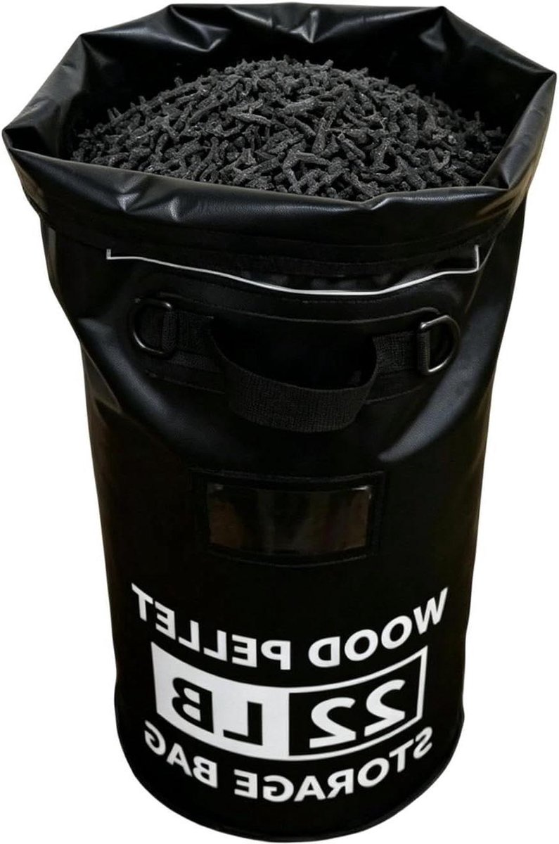 Opslagcontainer Houtpellets - Pelletzak Houder - Buiten Grillen - Vochtvrije Opslag - 22 Lbs - Zwart