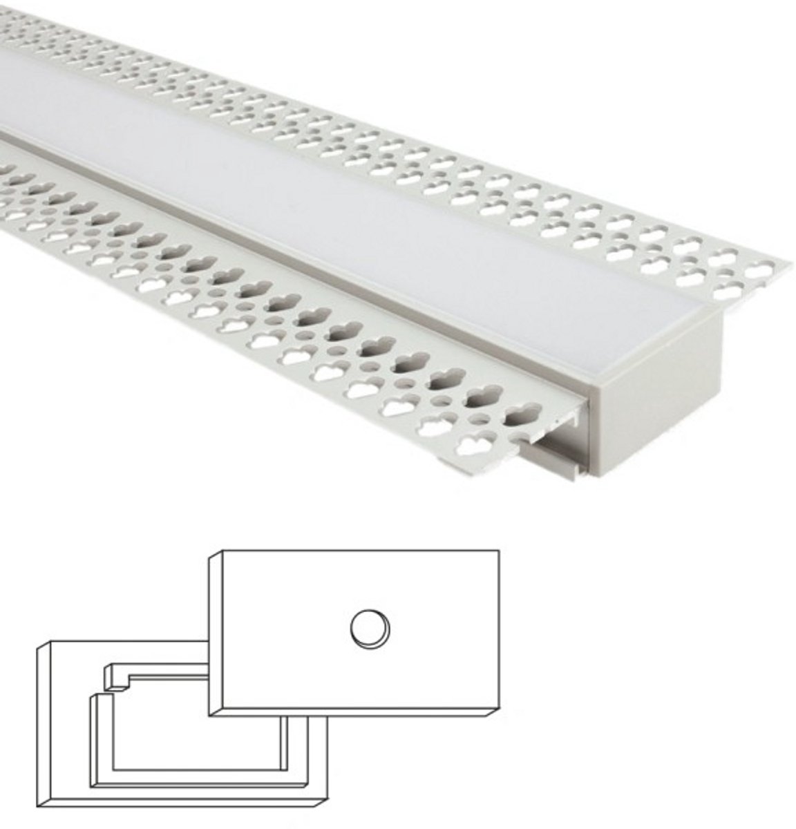 1,5 meter led profiel - Stucprofiel breed - Profiel voor led strips - Aluminium - Wit - Led strip profiel