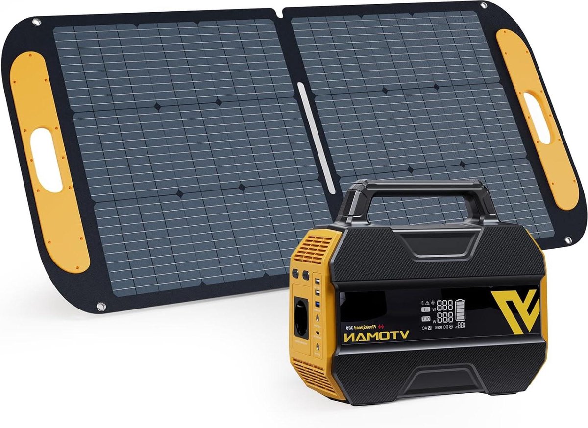 Draagbare Powerstation - Zonnegenerator Accu - Kamperen en Noodgevallen - LiFePO4 Batterij - 230Wh - Zwart