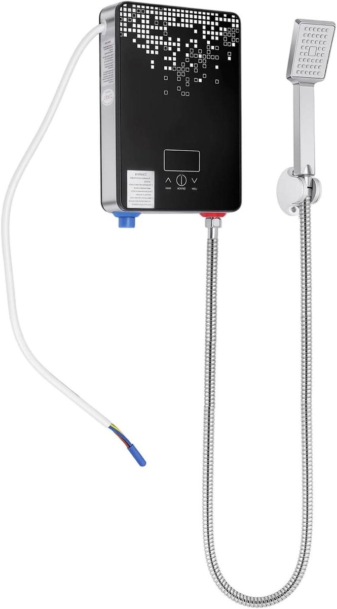 Elektrische Waterboiler - Doorstroomboiler Badkamer - Direct Warm Douchen - Met Doucheset Led-Display - 6500 Watt - Zwart