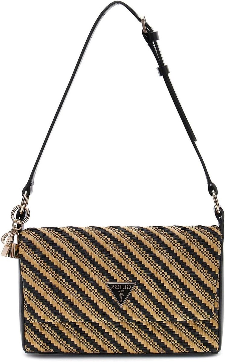 Schoudertas Vrouwen - Handtas Dames - Dagelijks Gebruik - Glanzend Polyurethaan - 45 x 35 x 5 cm - Natuurlijk Zwart