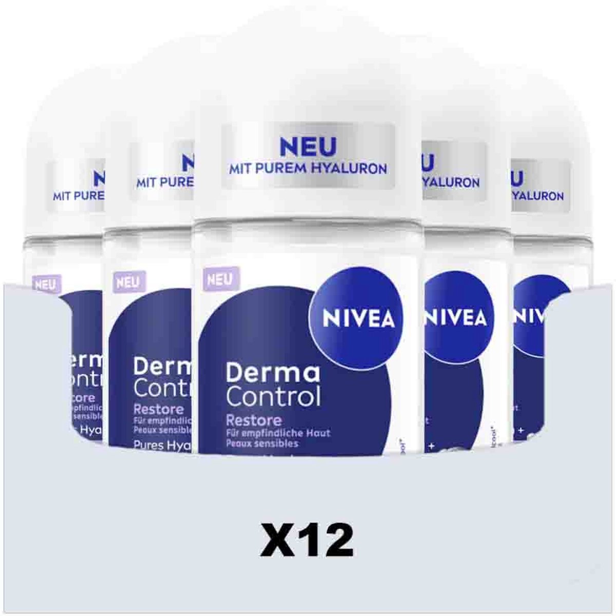NIVEA Deodorant Roller Derma Control Restore - 12 x 50 ml - Voordeelverpakking