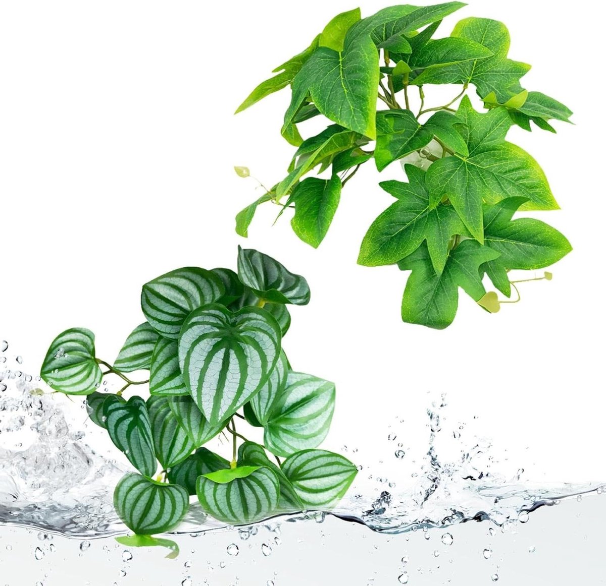 Reptielen Planten Terrarium - Kunstplanten Hagedis - Terrarium Decoratie - Zuignap Montage - 2 Stuks - Groen