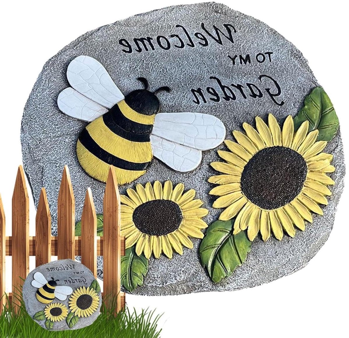 Decoratieve Stapstenen - Tuinpad Stenen - Tuinpad Creëren - Met Welkom Tekst - 28.6 x 27.5 x 5.3 cm - Standaard