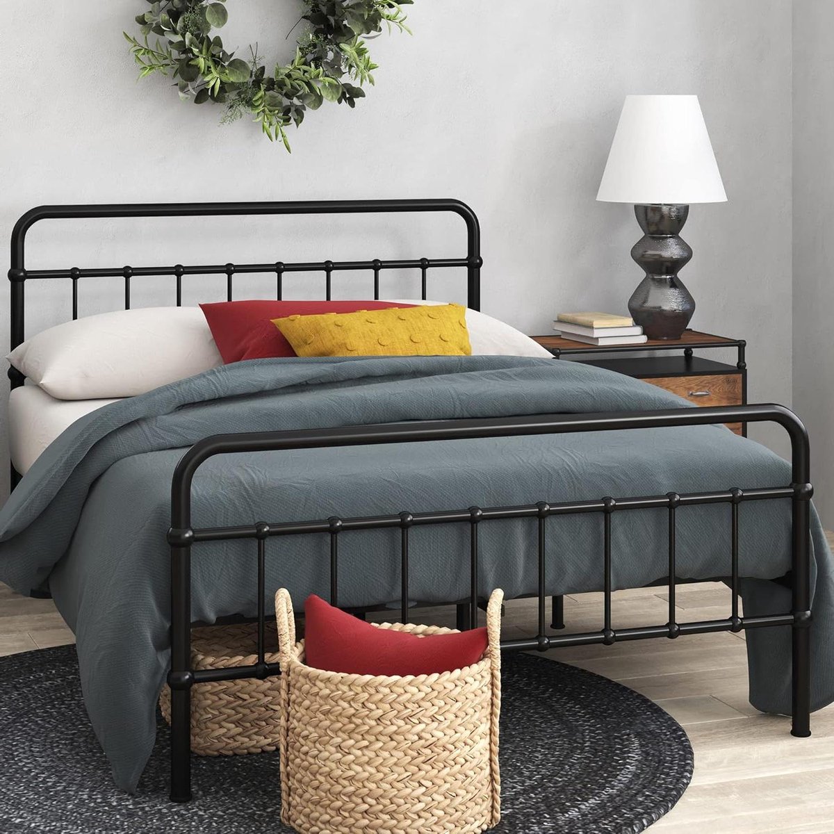 Platform Bedframe - Bedframe met Hoofdeinde - Slaapkamer Inrichten - Modern Design - 200x91x107 cm - Zwart