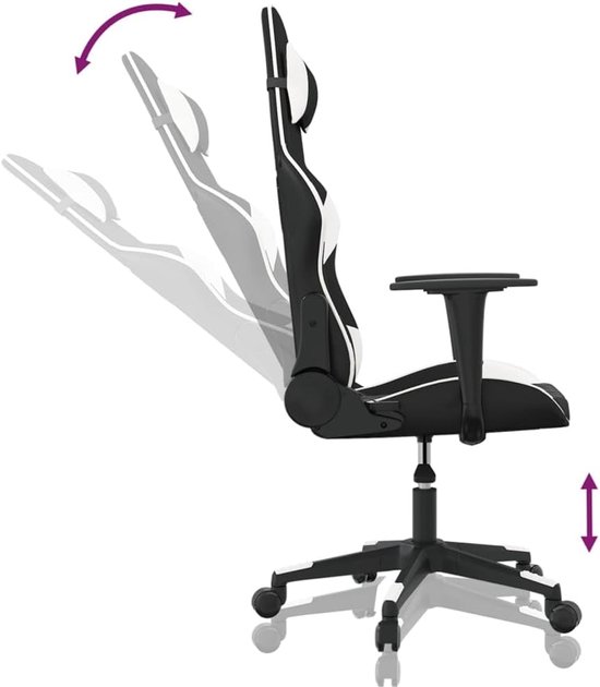 Gaming Stoel - Gamestoel Fa Leren - Comfortabel Spelen - Met Massagefunctie - 64 x 60 x 127 cm — afbeelding 4