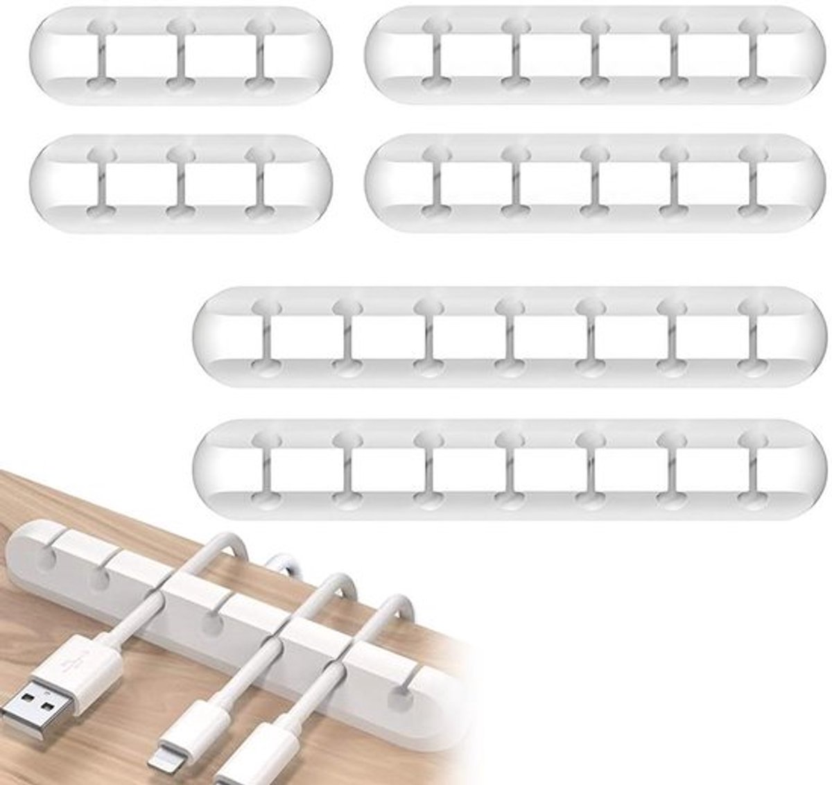 6 stuks kabelclip organizer voor thuis en kantoor - Kabelmanagement met zelfklevende kabelklemmen