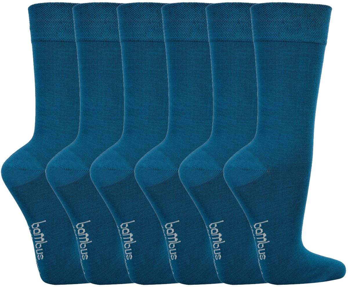 Voordeelbundel 12 Paar Socks4fun Bamboe Sokken - 6 Paar + 6 Sneakersokken - Blauw - Naadloos