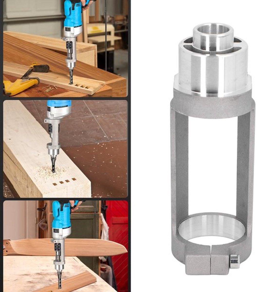 Booradapter met vierkant gat - Houtbewerking - Efficiënt en nauwkeurig boorhulpstuk - Aluminiumlegering - Meubelmakerij - Ideaal voor pre...