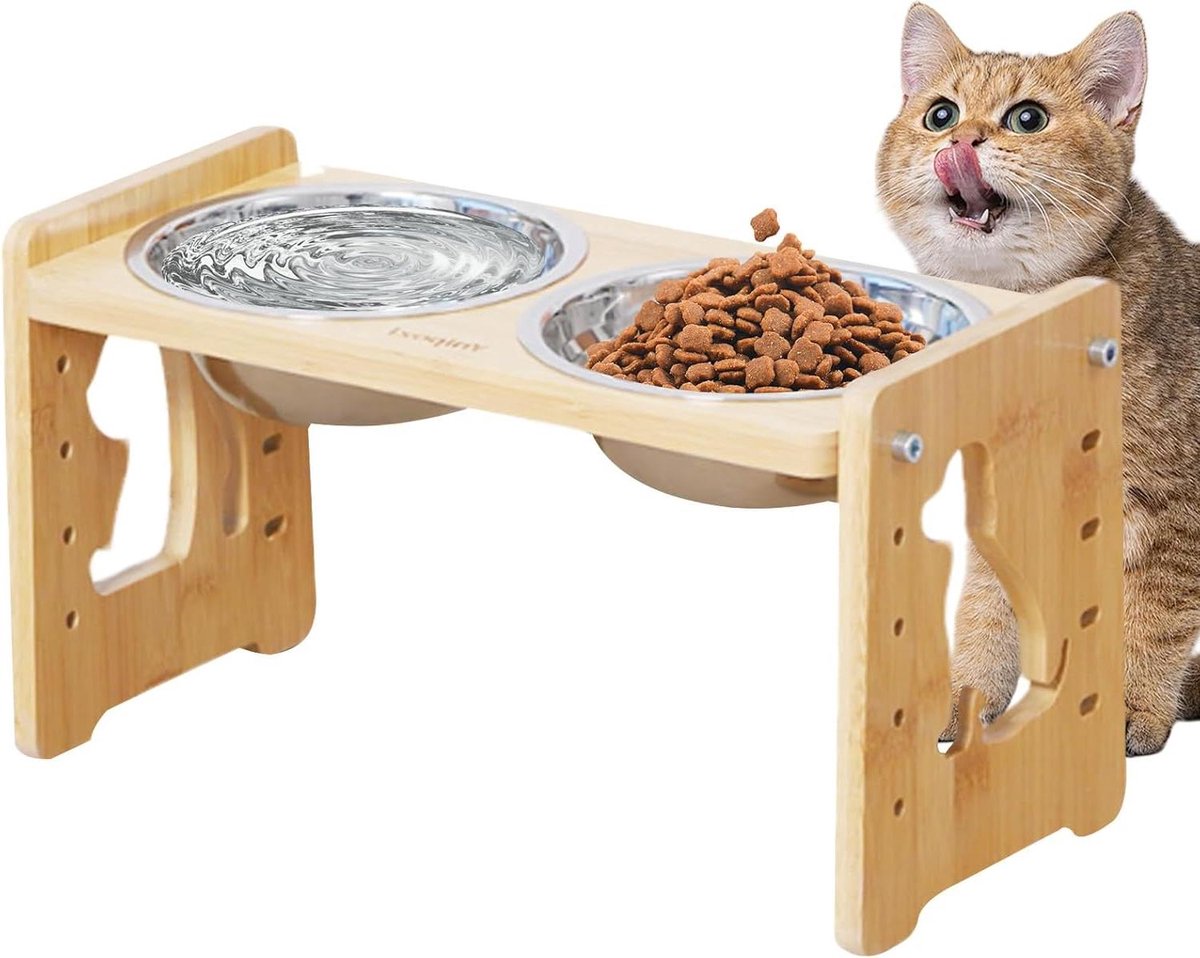 Hondenkommen met standaard - Verhoogde voerbak - Langzamer eten - Verstelbare hoogte - 33 x 19.5 cm - Niet gespecificeerd