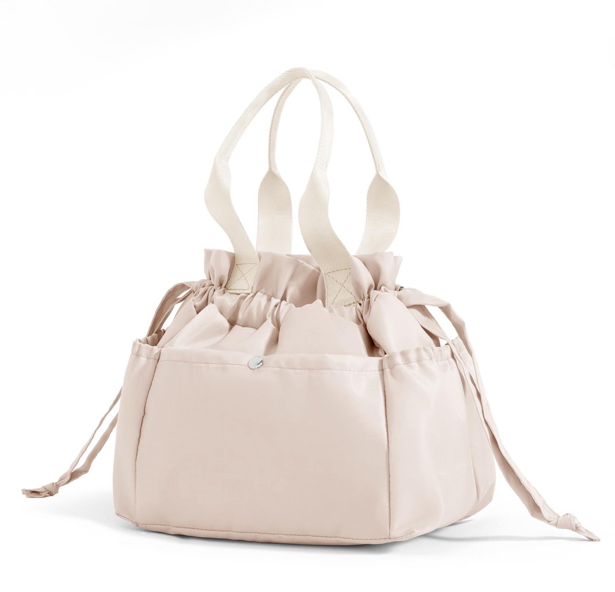 SnelShoppen - Kleine koeltas beige, lunchtas dames met trekkoord, geïsoleerde waterdichte tas, Bento Box, draagbare koelbox, perfect voor werk en onde
