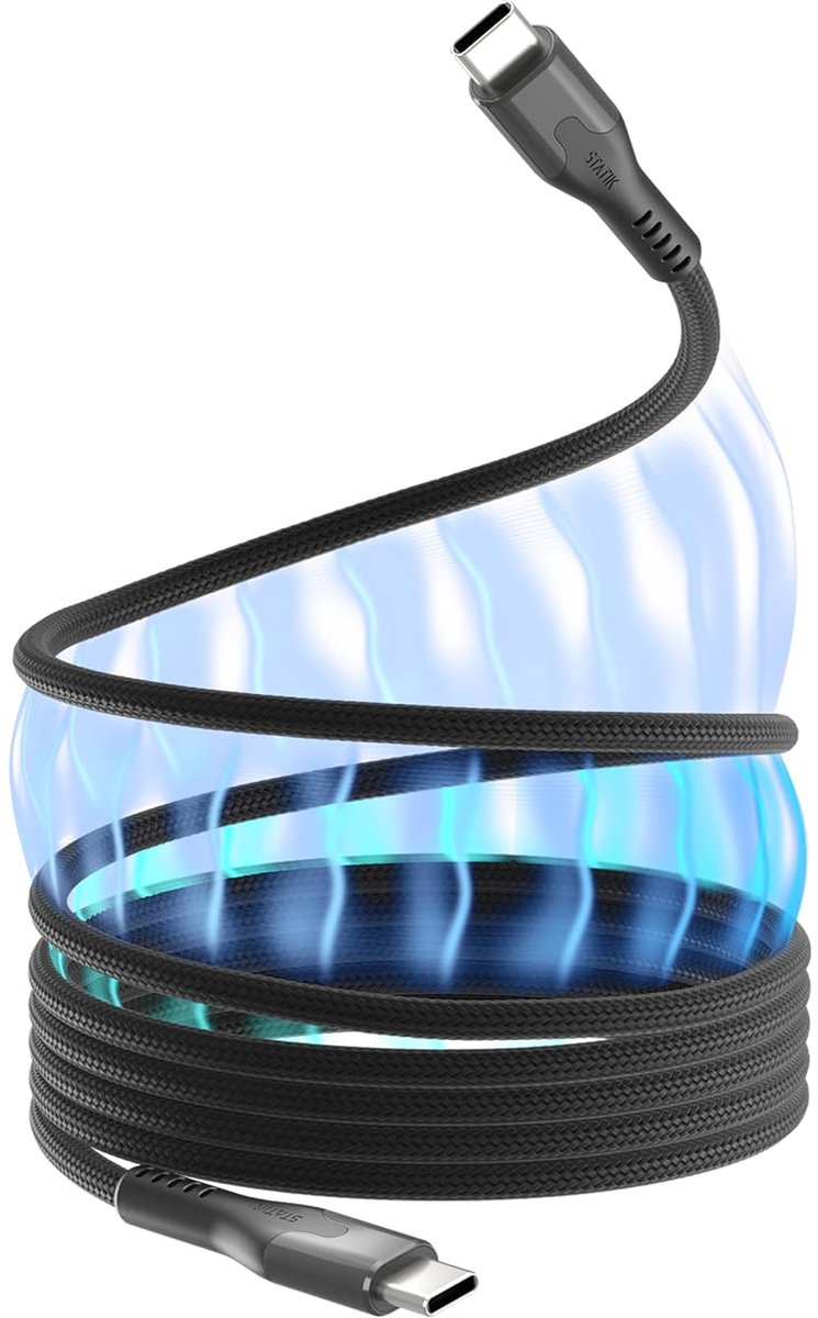 SnelShoppen - STATIK MagStack Pro USB C-oplaadkabel 100W - 6FT/2M Magnetische Georganiseerde Kabel - Snel Opladen & Gegevensoverdracht - Rommelvrije O