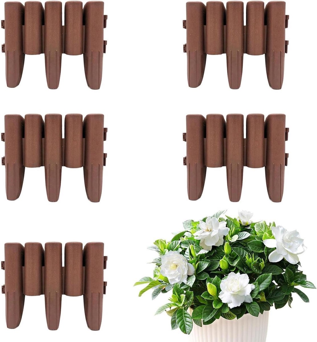 Borderrand Set - Tuinafscheiding Gazonrand - Tuin Decoratie - Flexibel Kliksysteem - 5 Stuks - Zwart