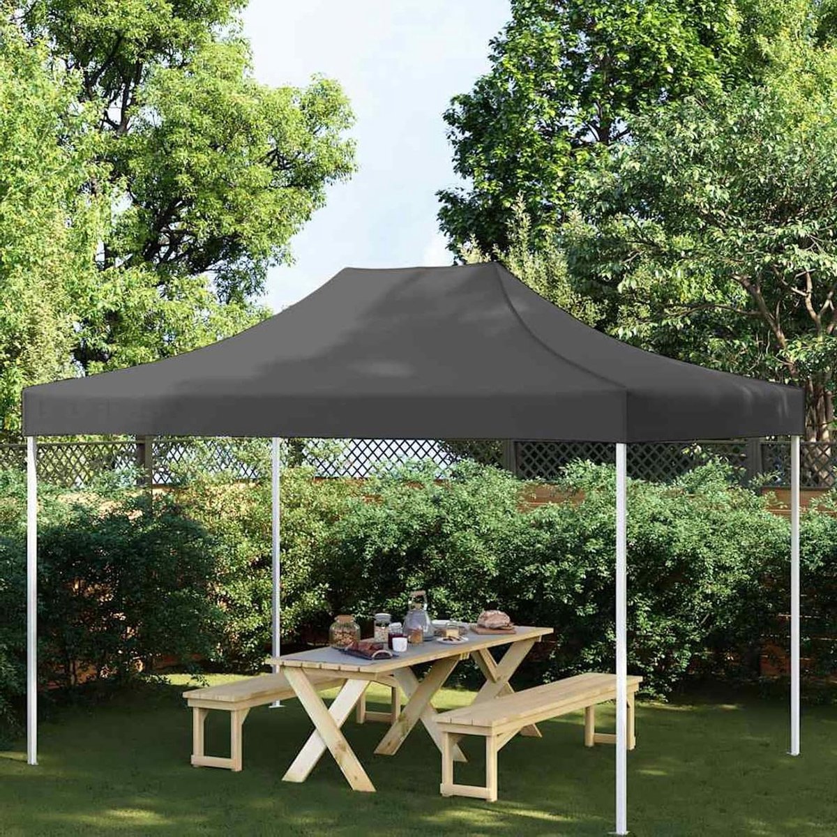 Partytent dak - Paviljoendak hoes - Buitenfeesten organiseren - Waterdicht en UV-bestendig - 410 x 280 cm - Antraciet