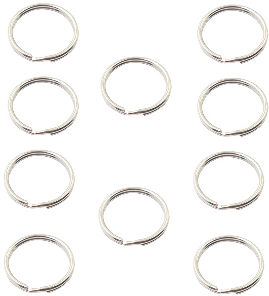 Dailygoods - Set van 10 Sleutelhangers - Nikkel Geplateerd Staal met Ronde Hoeken